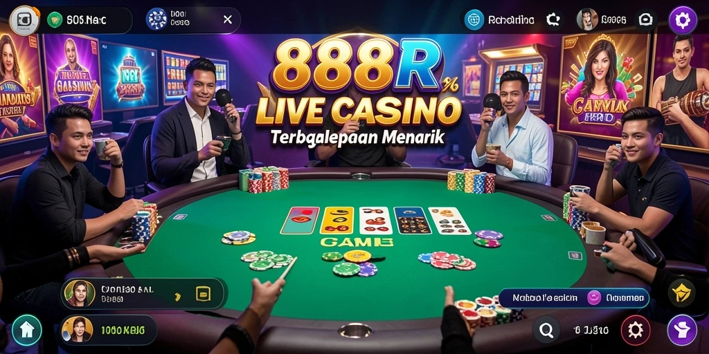 Tampilan gameplay Live Casino yang mendebarkan dari 888R.