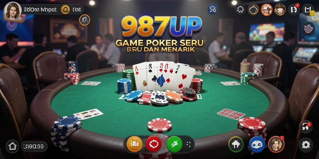 Tampilan gameplay Poker yang mendebarkan di aplikasi 987UP.