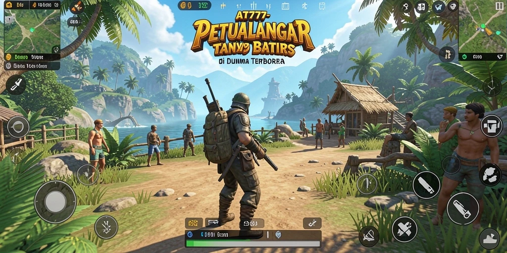 Screenshot permainan AT777 menampilkan petualangan di dunia terbuka yang luas.