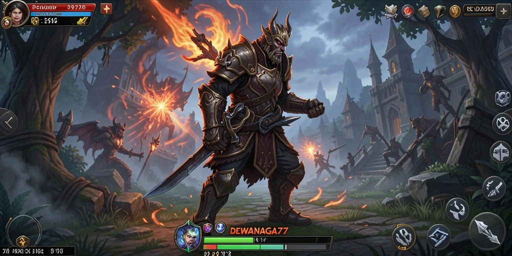 Screenshot utama DEWANAGA77 menampilkan aksi gameplay RPG yang seru dan interaktif.