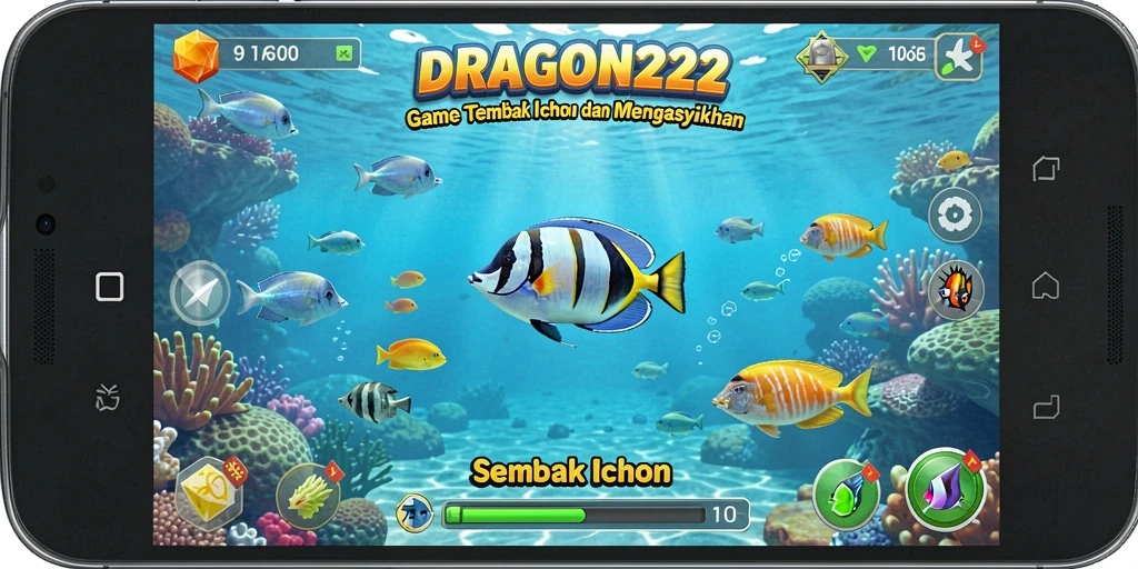 Tampilan gameplay Tembak Ikan dari DRAGON222 yang seru dan mengasyikkan.