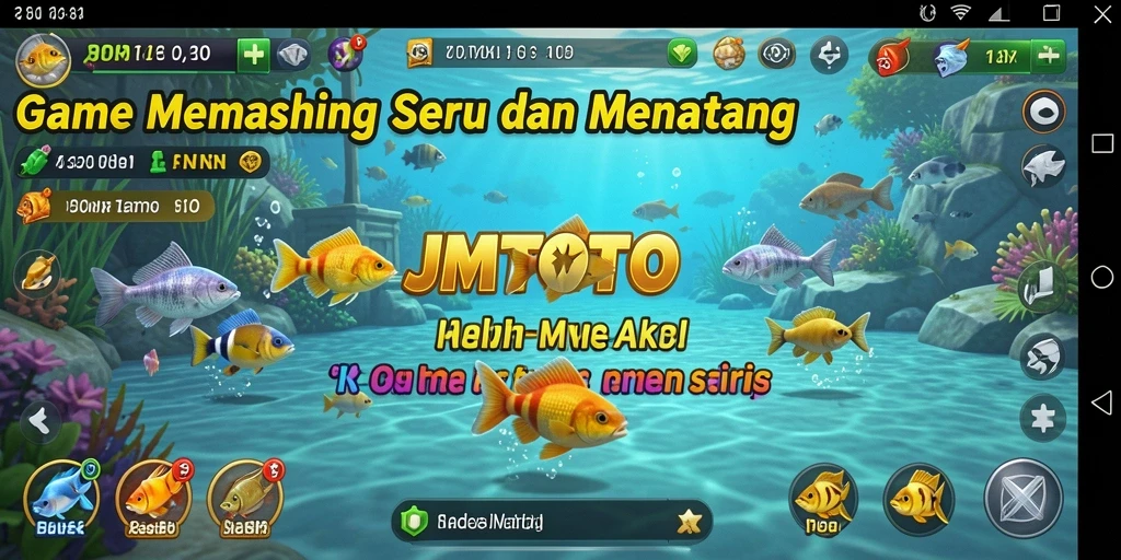 Tangkapan ikan besar dalam gameplay JMTOTO di lokasi memancing yang indah.
