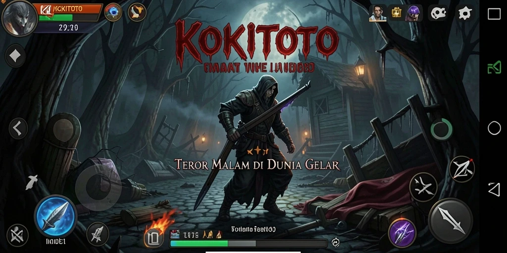 Screenshot gameplay KOKITOTO yang menampilkan momen menyeramkan.