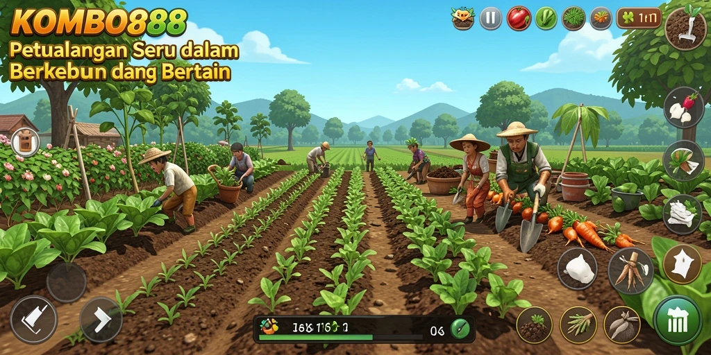 Tampilan gameplay seru di KOMBO88 dengan pertanian yang subur.