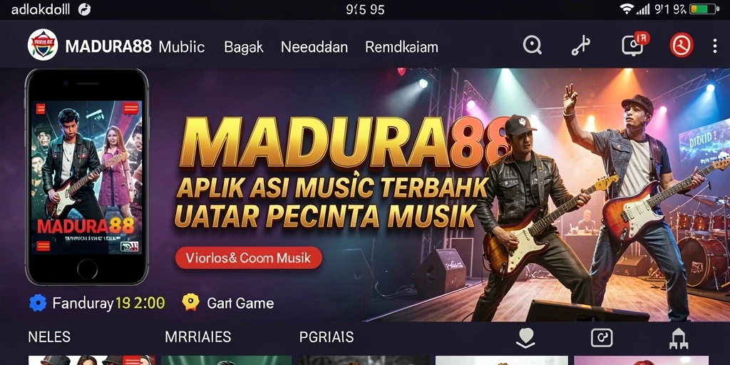 Tampilan antarmuka MADURA88 yang menarik dengan gameplay musik interaktif.