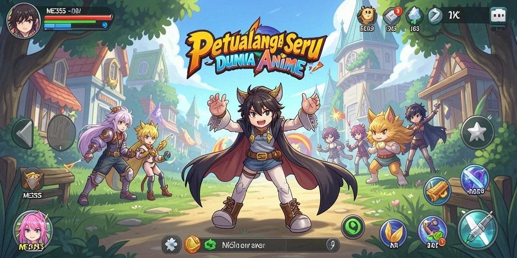 Tampilan gameplay ME355 yang penuh warna dan karakter anime.