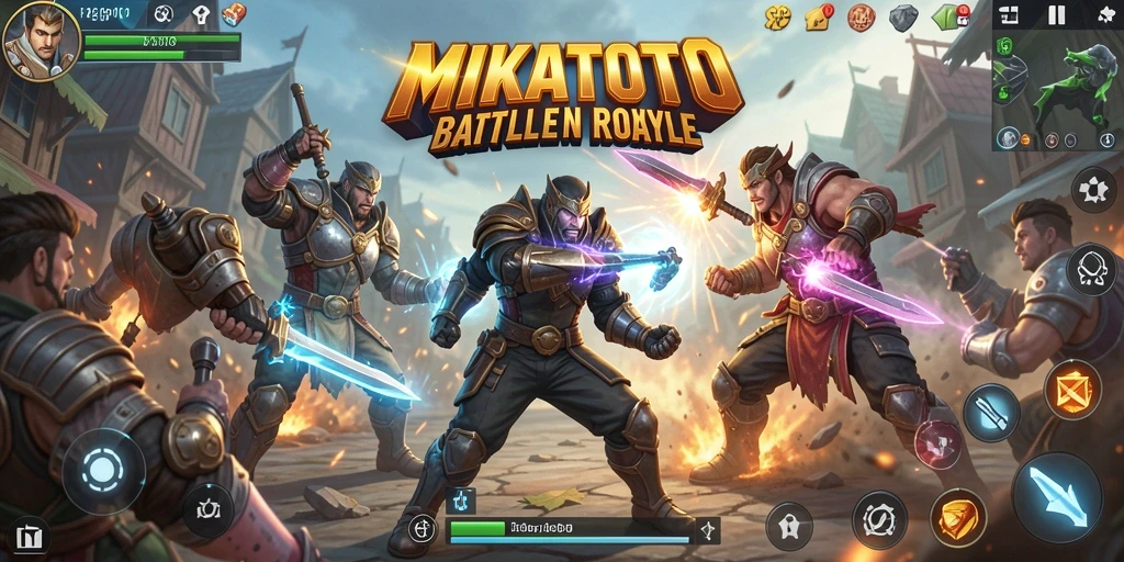Tampilan gameplay seru dalam MIKATOTO dengan aksi Battle Royale.