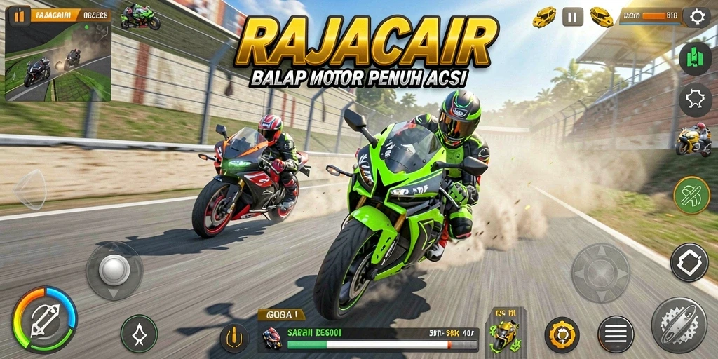 Tampilan gameplay seru di lintasan balap motor.