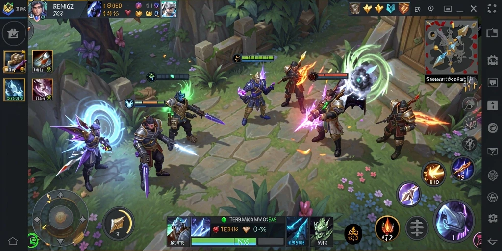 Screenshot gameplay REMI62 menampilkan pertarungan seru dalam arena MOBA.