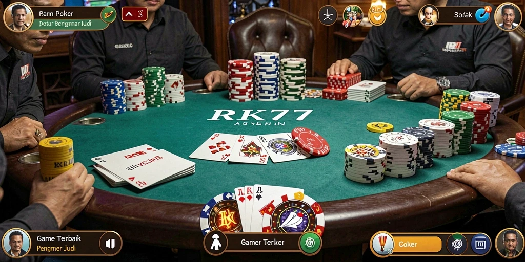 Screenshot RK77 menunjukkan gameplay seru saat memainkan Poker.