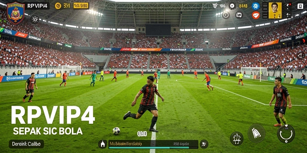 Screenshot RPVIP4 menampilkan gameplay sepak bola yang mendebarkan.