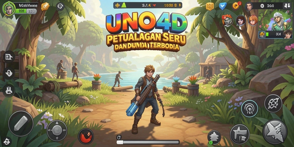 Screenshot gameplay UNO4D menampilkan eksplorasi dunia terbuka yang luas dan indah.