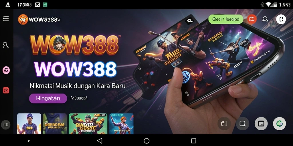 Tampilan gameplay WOW388 yang interaktif dengan musik.